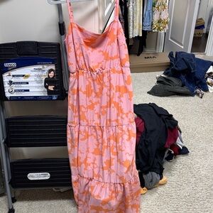 Floral Pink and Orange Maxi Dress